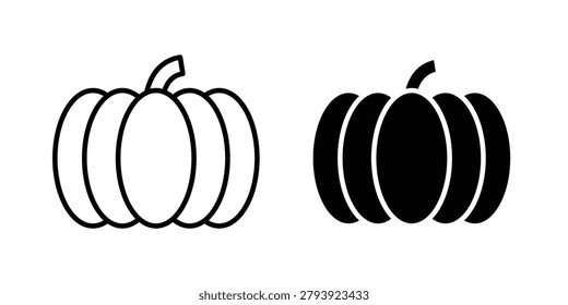 Pumpkin icon. Stroke vector and silhouette icons