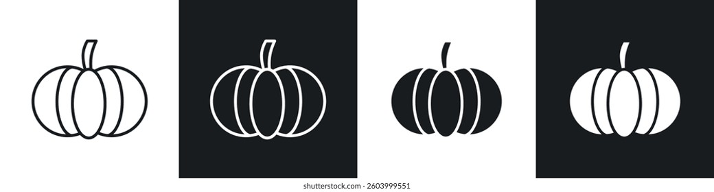 Pumpkin icon symbol collection on white background.