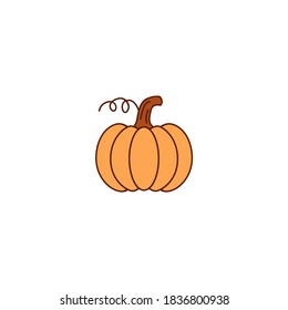Pumpkin icon. Thanksgiving icon. Simple, flat, outline, color.