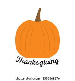 Pumpkin icon with thanksgiving text - Vector illustration