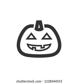 Pumpkin icon in thick outline style. Black and white monochrome vector illustration.