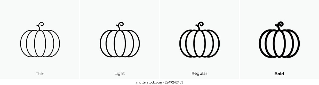 pumpkin icon. Thin, Light Regular And Bold style design isolated on white background