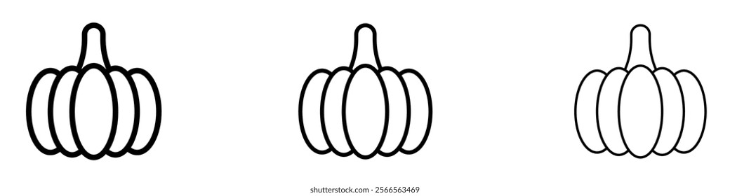 Pumpkin icon in tree different line stroke sizes.