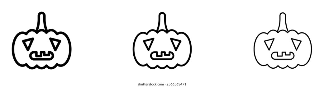 Pumpkin icon in tree different line stroke sizes.