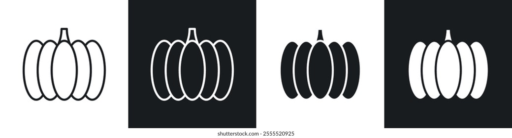 Pumpkin icon vector collection in black and white.