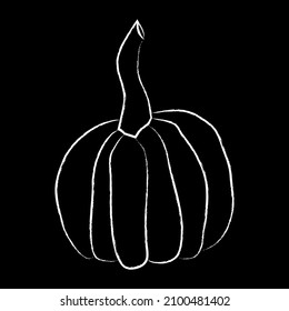 Ilustración vectorial de icono de calabaza. Símbolo de calabaza de Halloween de otoño o de Acción de Gracias en diseño plano, silueta simple, de contorno aislada en fondo negro