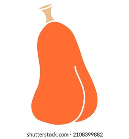Ilustración vectorial de icono de calabaza. Símbolo de calabaza de Halloween de otoño o de Acción de Gracias en diseño plano, silueta simple, de contorno aislada en fondo blanco