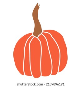 Pumpkin icon vector illustration. Autumn Halloween or Thanksgiving pumpkin symbol in flat design, simple, outline silhouette isolated on white background