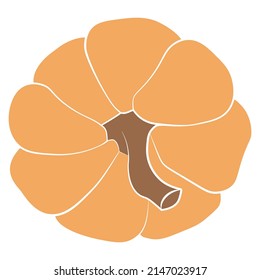 Ilustración vectorial de icono de calabaza. Símbolo de calabaza de Halloween de otoño o de Acción de Gracias en diseño plano, silueta simple, de contorno aislada en fondo blanco
