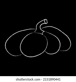 Pumpkin icon vector illustration. Autumn Halloween or Thanksgiving pumpkin symbol in flat design, simple, outline silhouette isolated on black background