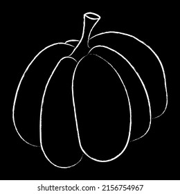 Kürbis-Symbol, Vektorgrafik. HerbstHalloween oder Thanksgiving-Kürbissymbol in flachem Design, einfache, umrissene Silhouette einzeln auf schwarzem Hintergrund