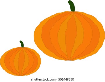 Pumpkin icon. Vector illustration. Pumpkin colorful icon. A big beautiful vegetable, the symbol of Halloween and Thanksgiving.