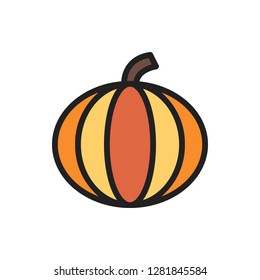 Pumpkin Icon Vector Illustration in Filled Style for Any Purpose
