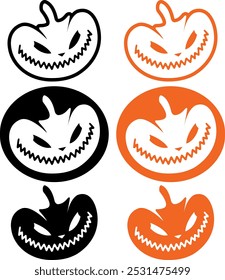 PUMPKIN ICON VECTOR ILLUSTRATION ON ISOLATED WHITE BACKGROUND - HALLOWEEN 