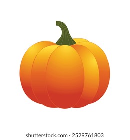 Pumpkin icon vector illustration,  pumpkin symbol for Halloween or Thanksgiving. Flat design. Orange pumpkin silhouette on white background.