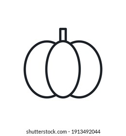 Pumpkin icon. Vector linear icon, contour, shape, outline isolated on a white background. Thin line. Modern minimalistic design. Vegetables