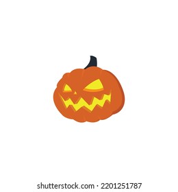 Logo del icono de calabaza de Halloween vectorial para fiesta de vacaciones en fondo blanco