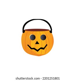 Logo del icono de calabaza de Halloween vectorial para fiesta de vacaciones en fondo blanco
