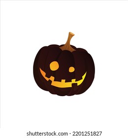 Logo del icono de calabaza de Halloween vectorial para fiesta de vacaciones en fondo blanco