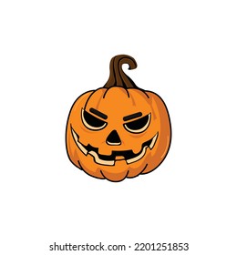 Logo del icono de calabaza de Halloween vectorial para fiesta de vacaciones en fondo blanco