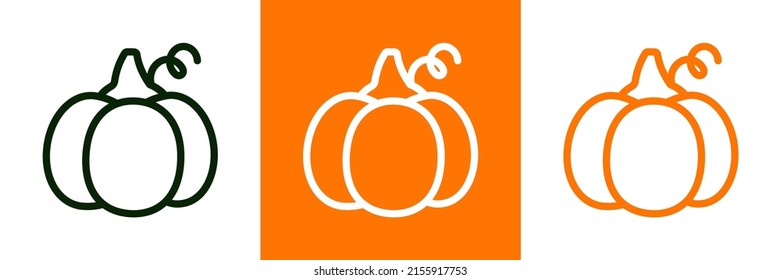 Pumpkin Icon. Vector Set pumkin in Line style. Isolated Vegetable Logo. Stylish solution for app or website.