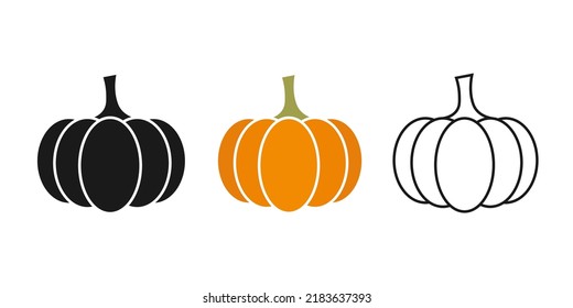 Pumpkin Icon. Vector Set pumkin in Line style. Isolated Vegetable Logo. Stylish solution for app or website.