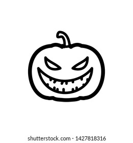 Pumpkin icon vector sign pictogram, Halloween holiday symbol, logo illustration. Jack O Lantern.