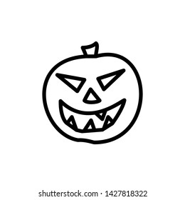 Pumpkin icon vector sign pictogram, Halloween holiday symbol, logo illustration. Jack O Lantern.