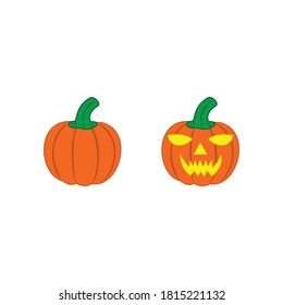 pumpkin icon vector symbol of halloween symbol isolated illustration white background