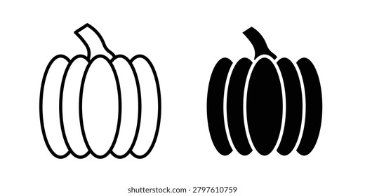Pumpkin icon vectors. Illustrations in black.