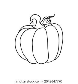 Iconos de calabaza de frutos redondos grandes, en dibujos simples de línea. Ilustración vectorial de calabaza para Halloween o cosecha, insignias para etiquetas, embalaje
