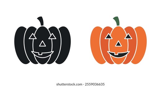 Pumpkin icons in black and colored version