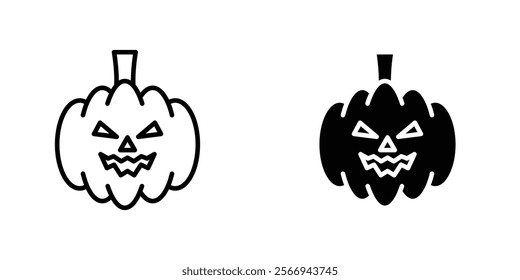Pumpkin icons. black and white vector set.
