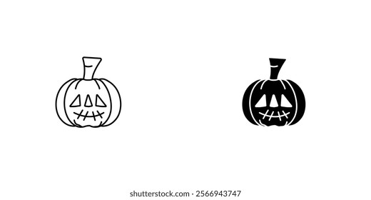 Pumpkin icons. black and white vector set.