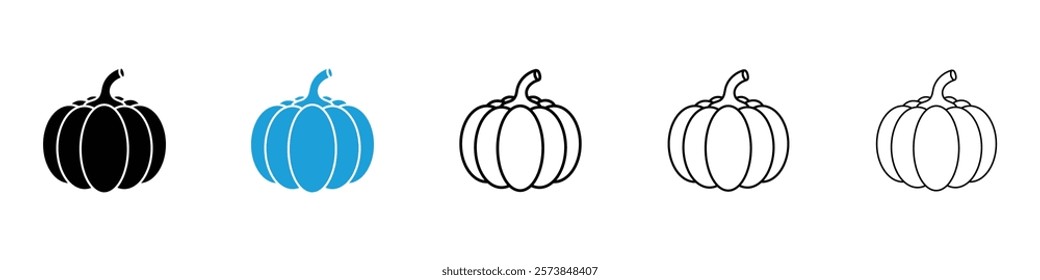 Pumpkin icons in filled and 3 stroke weights