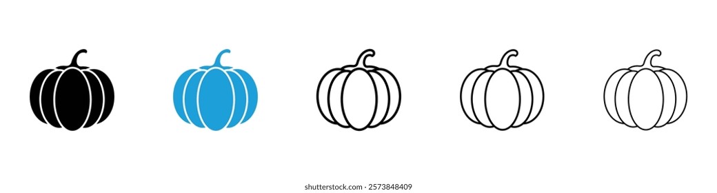 Pumpkin icons in filled and 3 stroke weights