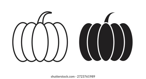 Iconos de calabaza rellenos, línea delgada, contorno y trazos