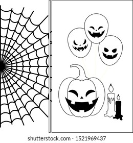 pumpkin with icons halloween on white background vector illustration design