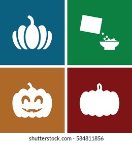 pumpkin icons set. Set of 4 pumpkin filled icons such as 