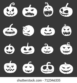 pumpkin icons set silhouettes for halloween