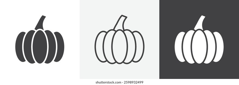 Pumpkin icons in Thin line black color. flat simple vector symbols illustration.