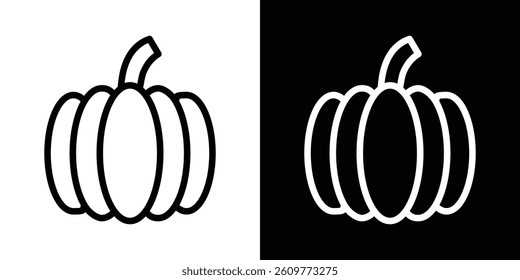 Pumpkin icons vector set in stroke line style