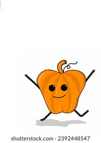 Pumpkin illustration in chibi style for children