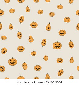 pumpkin illustration halloween vector doodle cartoon seamless pattern