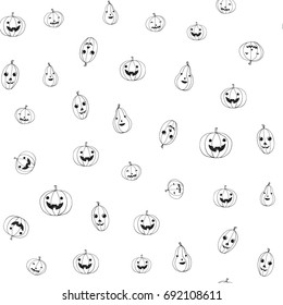 pumpkin illustration halloween vector doodle cartoon seamless pattern