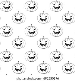 pumpkin illustration halloween vector doodle cartoon seamless pattern