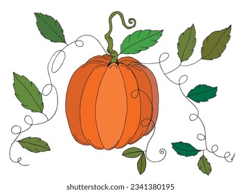 Kürbis-Bild. 
Handgezeichnete Bilder eines Kürbiss. 
Einfaches, niedliches Originallogo.
Handgezeichnete Vektorgrafik für Poster, Karten, T-Shirts.