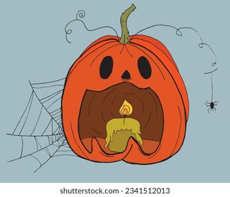 Pumpkin illustration image. 
Hand drawn image artwork of a pumpkin. 
Simple cute original logo.
Hand drawn vector illustration for posters, cards, t-shirts.