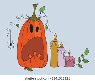 Pumpkin illustration image. 
Hand drawn image artwork of a pumpkin. 
Simple cute original logo.
Hand drawn vector illustration for posters, cards, t-shirts.