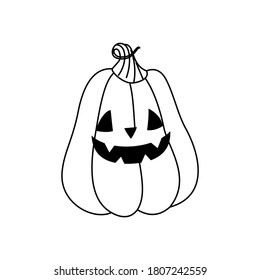 Pumpkin illustration vector for Halloween party, haunted house, spooky night and kid coloring book.